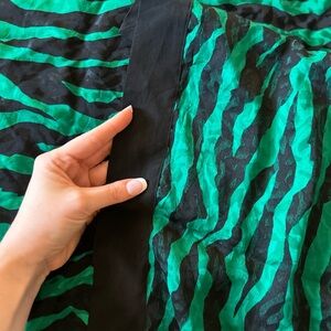 Huge Green and Black Zebra Print Silk Scarf